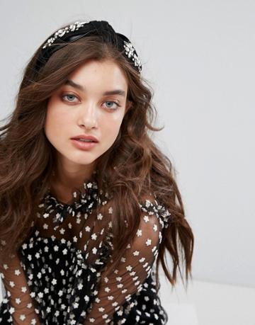 Her Curious Nature Emebllished Knot Headband - Black