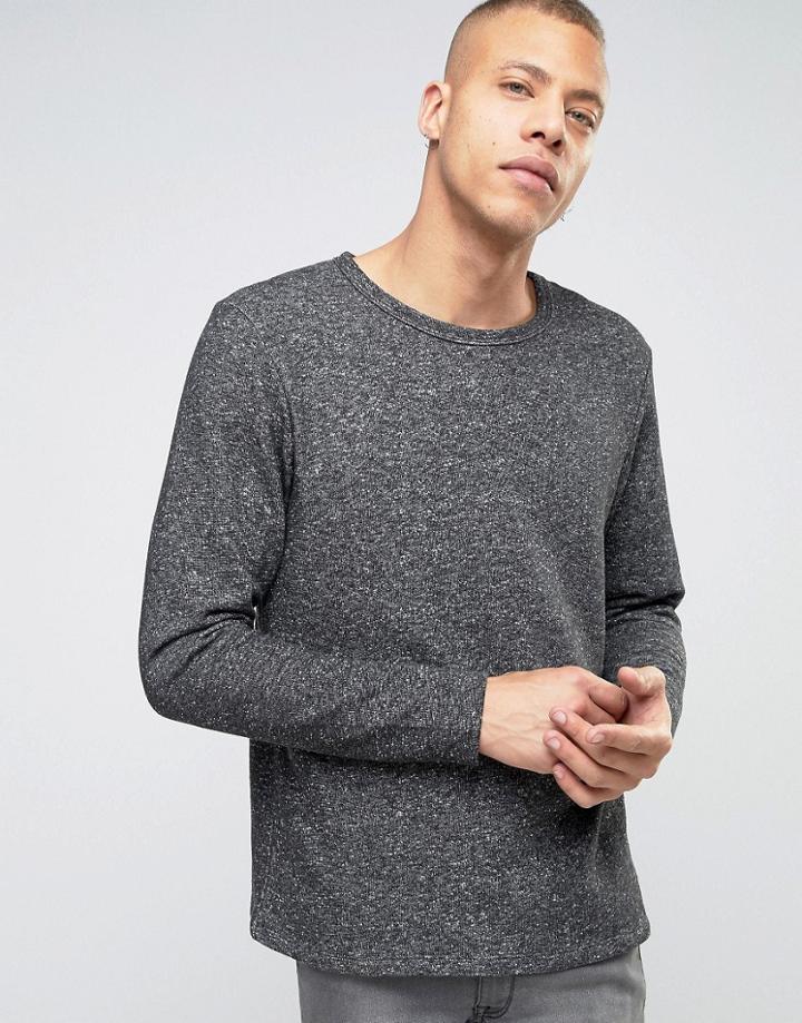 Produkt Jersey Sweatshirt With Fleck Marl - Black