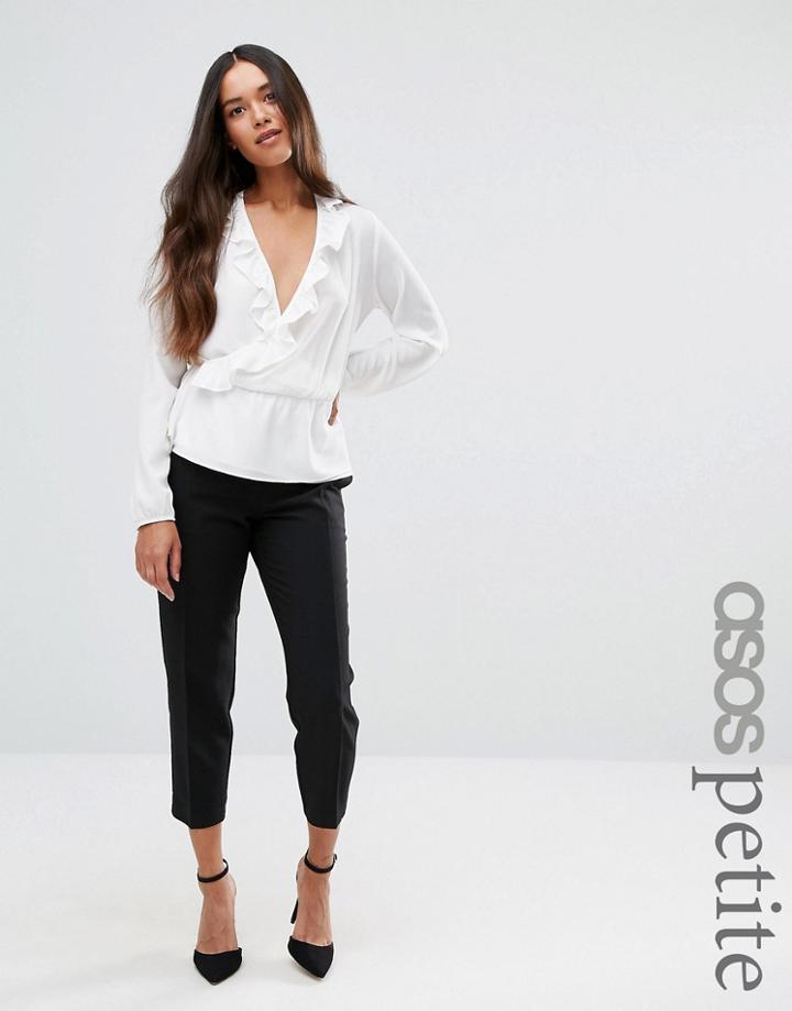 Asos Petite Ankle Grazer Cigarette Pants In Crepe - Black