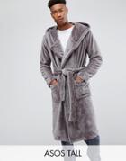 Asos Tall Fleece Hooded Robe - Gray