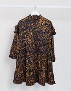 Vero Moda Ruffle Shoulder Smock Dress In Print-multi