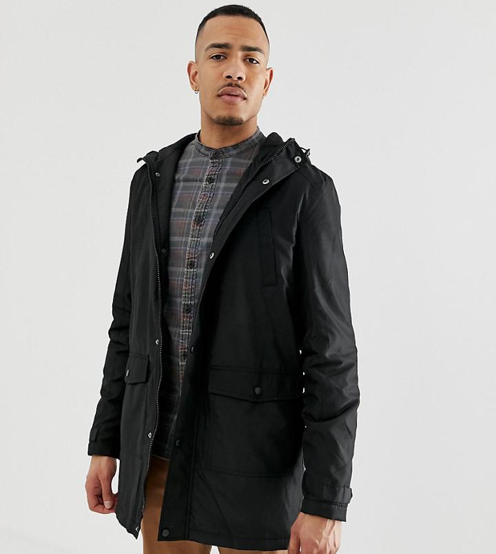 Asos Design Tall Padded Parka In Black