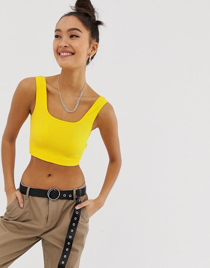Noisy May Square Neck Crop Top - Yellow