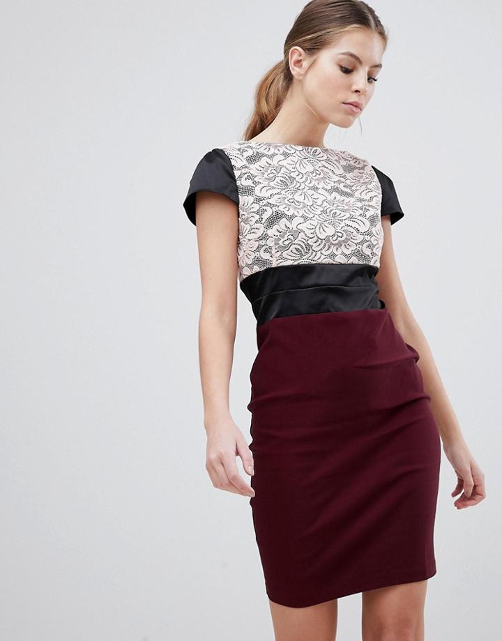 Vesper Lace Panel Pencil Dress-purple