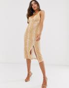 Asos Design Midi Seamed Sundress In Textured Snake Print - Multi