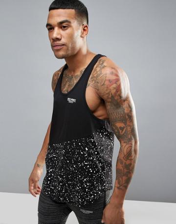 Muscle Monkey Tank In Black Muscle Fit - Black