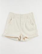 Topshop Denim Shorts In Ecru-white