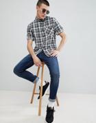 River Island Regular Fit Shirt In White And Black Check - White