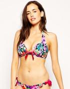 Pour Moi Polynesia Padded Soft Halter Tie Bikini Top B-f - Multi