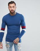 Asos Muscle Fit Long Sleeve T-shirt With Contrast Sleeve Panels - Multi
