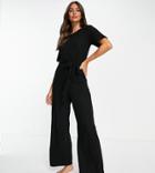 Asos Design Tall Lounge Super Soft Rib Jumpsuit In Black
