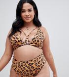 Wolf & Whistle Curve Underwired Bikini Top In Leopard Print - Multi