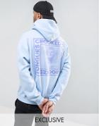 Crooked Tongues Gildan Hoodie In Blue With Back Print - Blue