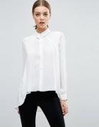 Asos Blouse With Overlay & Dipped Hem - White