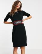 Love Moschino Abito Jacquard Body-conscious Mini Dress In Black