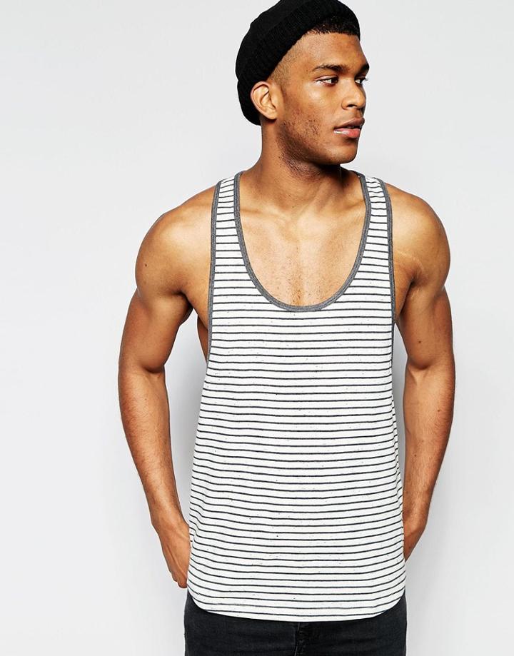 Asos Extreme Racer Back Speckle Jersey Stripe Tank