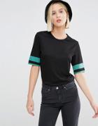 Weekday T-shirt With Stripe Sleeve - Black