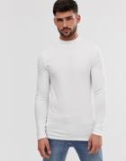 Asos Design Organic Muscle Fit Long Sleeve Jersey Turtleneck In White