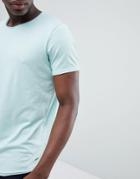 Esprit Longline T-shirt With Raw Curved Hem In Mint Green - Green