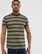 Asos Design Relaxed Stripe T-shirt With Heavy Neck Rib-black