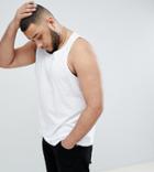 Badrhino Plus Basic Tank In 100% Cotton With Logo In White - White