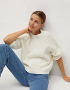 Mango Waffle Knit Sweater In Ecru-white