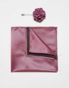 Devils Advocate Floral Pin And Pocket Square - Pink