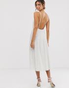 Asos Edition Eva Embellished Cami Midi Wedding Dress-white