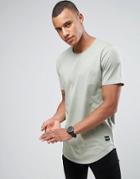 Only & Sons Longline Curved Hem T-shirt - Green