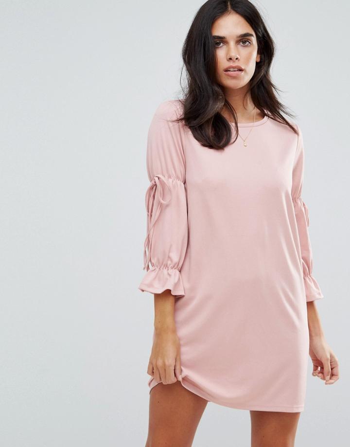 Vero Moda Tie Sleeve Detail Dress - Pink
