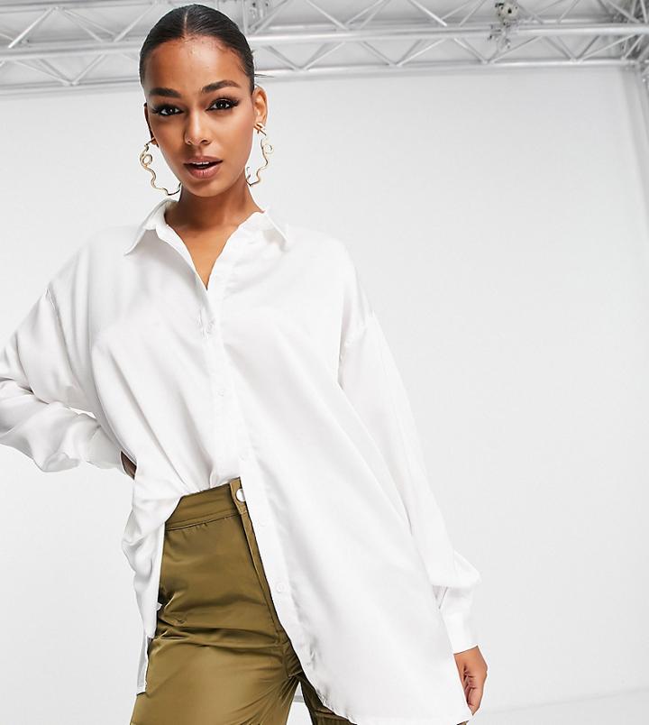 Missguided Shirt In White Satin