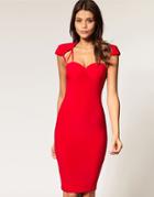 Asos Bodycon Dress With Strapping Detail-red