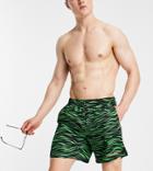 Collusion Swim Shorts In Tiger Print-green