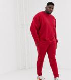 Asos Design Plus Tracksuit Oversized Sweatshirt/skinny Sweatpants In Bright Red - Red