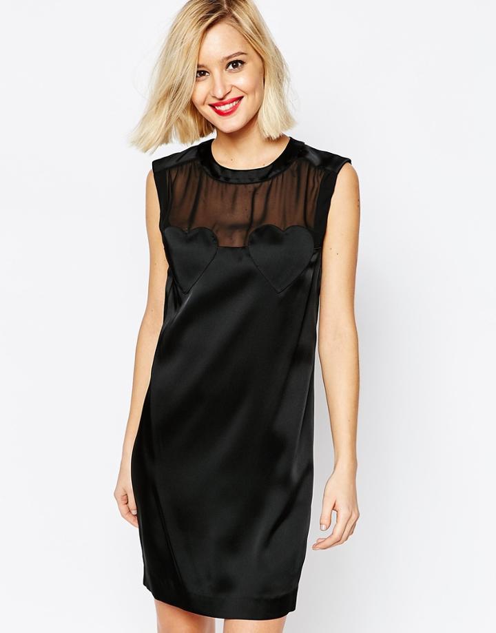 Love Moschino Sleeveless Heart Dress In Black - Black