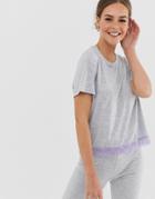 Asos Design Mix & Match Jersey Lace Trim Tee-gray