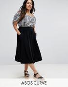 Asos Curve Jersey Midi Skirt With Pockets - Black
