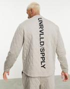 Asos Unrvlld Spply Relaxed Sweatshirt With Quilting & Logo Back Print-brown