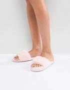 Head Over Heels By Dune Faux Fur Slipper Sliders - Pink