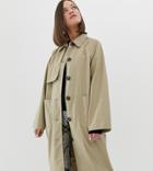 Monki Lightweight Coat With Oversized Pockets In Beige