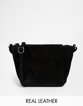 Asos Festival Suede Cross Body Bag - Black