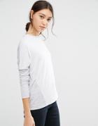 Asos Linen Mix T-shirt With Long Sleeves - Gray
