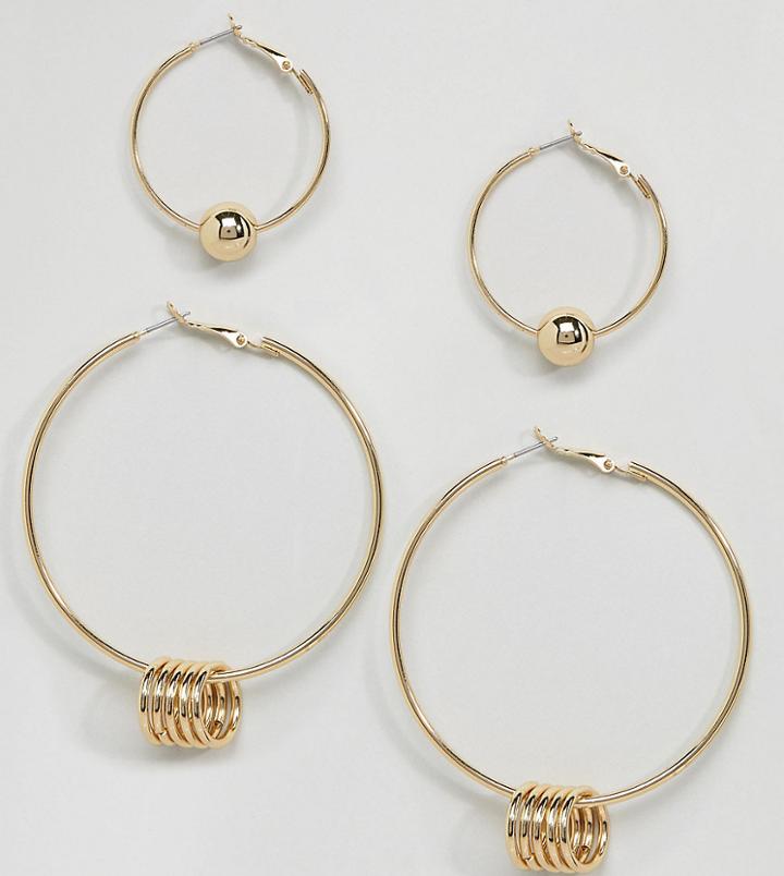 Sacred Hawk Gold Stacking Hoop Earring Multi Pack - Gold