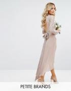 Tfnc Petite Wedding Lace Midi Dress With Bow Back - Pink