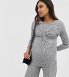 New Look Maternity Rib Twist Top Two-piece In Gray
