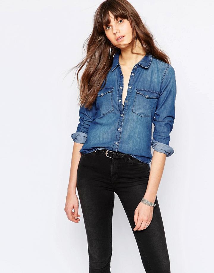 Jdy Denim Shirt - Medium Blue