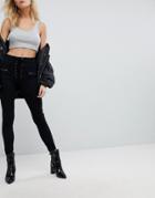 Afrm Lace Up Skinny Jeans With Front Zip Pockets - Black