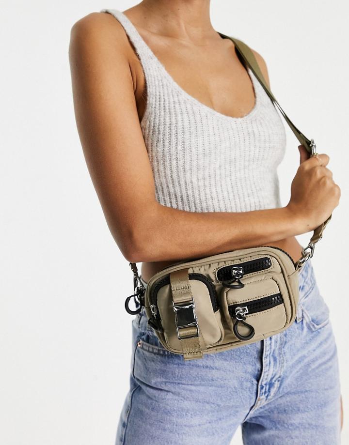 Topshop Buckle Nylon Crossbody-green