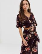 Band Of Gypsies Floral Print Crop Top-multi