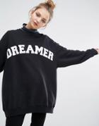 Weekday Oversized Sweat With Dreamer Print - Black